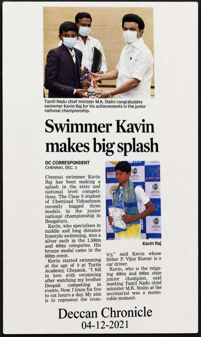 Deccan Chronicle article featuring Kaveen Raj