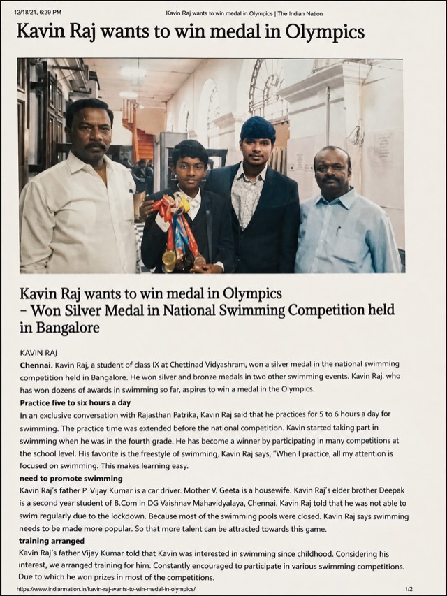 The Indian Nation article featuring Kaveen Raj